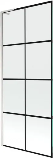 MEXEN/S - Next L vaňová zástena FIX 80 x 150, čierna vzor, nikel kartáčovaná 895-080-000-03-77-97