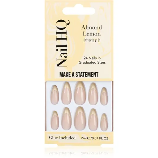 Nail HQ Almond Lemon French umelé nechty s lepidlom 24 ks