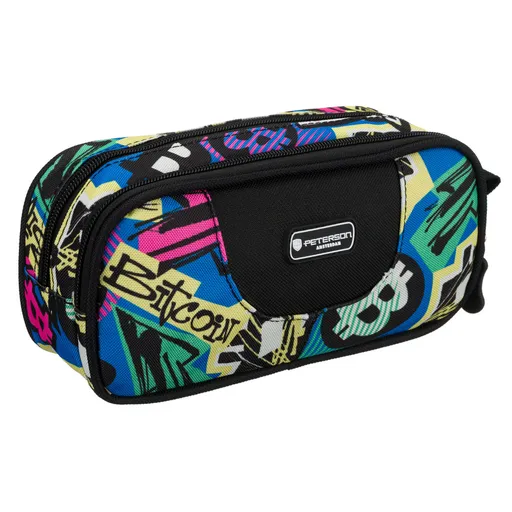 Školský polyesterový peračník s grafity motívom – dvojkomorový, moderný a priestranný