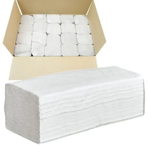 Uteráky pap. ZZ 2vrs. biele 100% celulóza 23x21cm 20x150ks=3000ks v krab