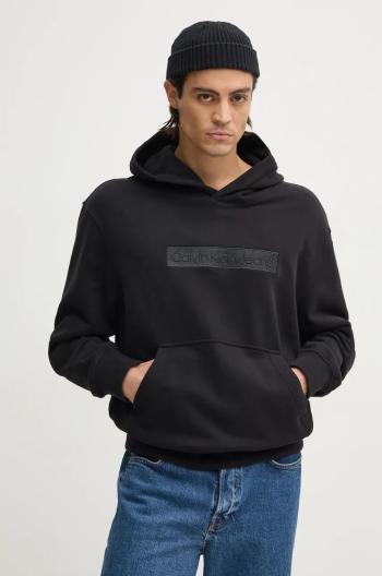 Bavlnená mikina Calvin Klein Jeans pánska, čierna farba, s kapucňou, s nášivkou, J30J326147