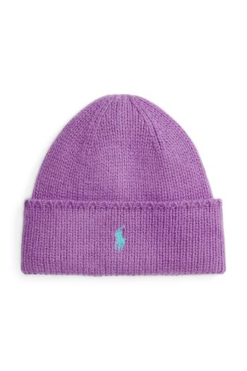 Vlnená čiapka Polo Ralph Lauren čierna farba, vlnená, 455954355
