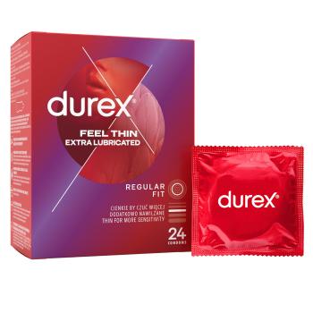 Durex Kondómy Feel Thin Extra Lubricated Regular Fit 24 ks