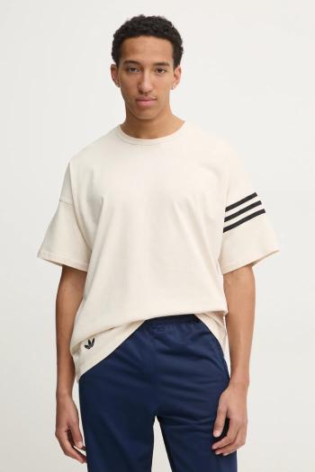 Bavlnené tričko adidas Originals Neuclassics pánske, béžová farba, vzorované, JC9933