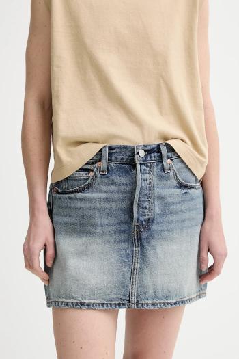 Rifľová sukňa Levi's šedá farba, mini, rovný strih