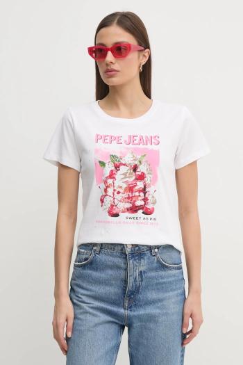 Bavlnené tričko Pepe Jeans RYOKO dámske, biela farba, PL506069