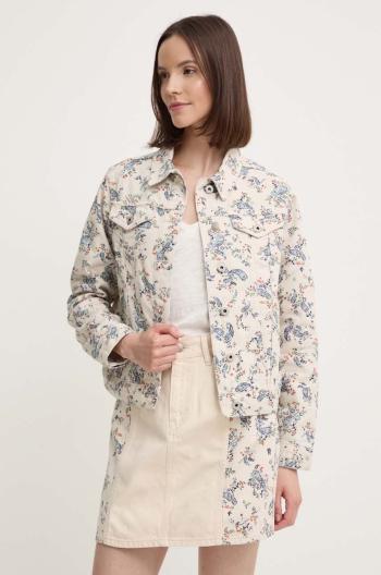 Rifľová bunda Pepe Jeans REGULAR JACKET PAISLEY dámska, béžová farba, prechodná, PL402409