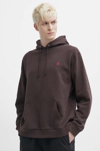 Bavlnená mikina Gramicci One Point Hooded Sweatshirt pánska, hnedá farba, s kapucňou, jednofarebná