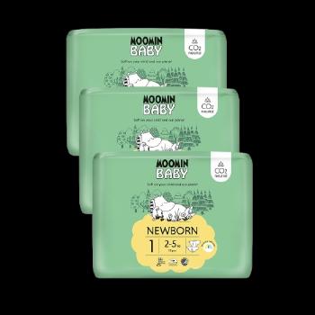 MOOMIN BABY 1 Newborn 2–5 kg, mesačné balenie eko plienok 75 ks