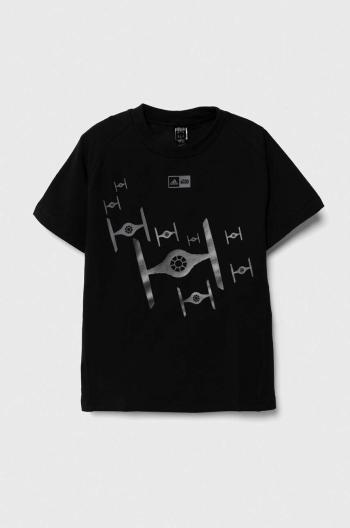 Detské tričko adidas x Star Wars čierna farba, s potlačou