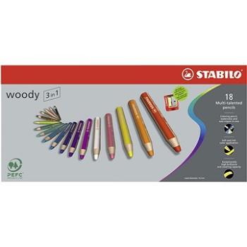 STABILO woody 3 in 1 18 ks puzdro so strúhadlom (4006381194907)