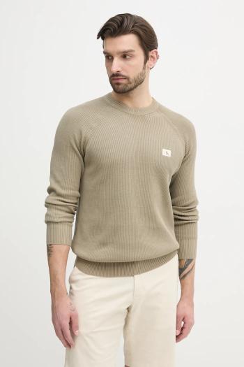 Bavlnený sveter Calvin Klein Jeans pánsky, zelená farba, tenký, J30J327281