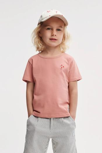 Detské bavlnené tričko Liewood Apia Shortsleeve T-shirt ružová farba, jednofarebný, LW19923