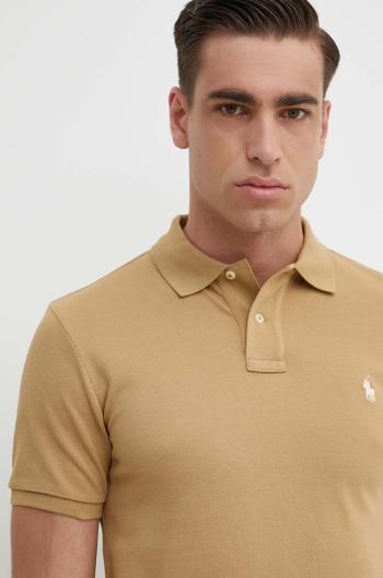 Bavlnené polo tričko Polo Ralph Lauren béžová farba,jednofarebné,710536856