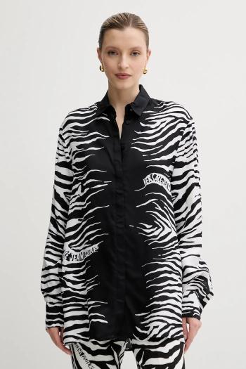 Košeľa Versace Jeans Couture čierna farba, voľný strih, s klasickým golierom, 78HAL2P2 NS635