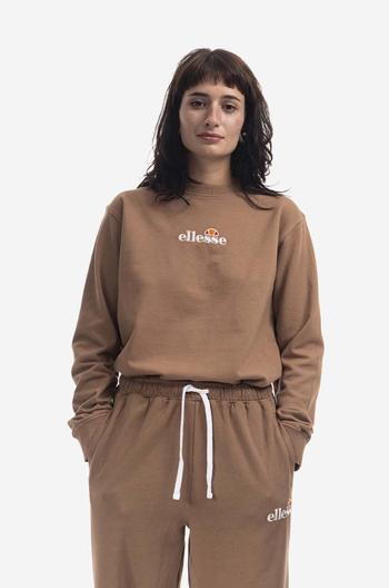Bavlnená mikina Ellesse Sappan Sweatshirt SGM13149-BROWN, dámska, hnedá farba, s potlačou