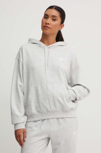 Mikina New Balance French Terry Small Logo Hoodie dámska, šedá farba, s kapucňou, melanžová, WT41507AHH