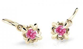 Cutie Jewellery Roztomilé detské náušnice zo žltého zlata C2212-10-X-1 fuchsiová
