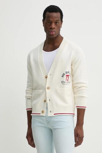 Kardigán Pepe Jeans LUCIAN pánsky, béžová farba, PM702518