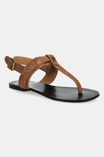 Semišové sandále Pepe Jeans SAM ONE dámske, hnedá farba, PLS90705