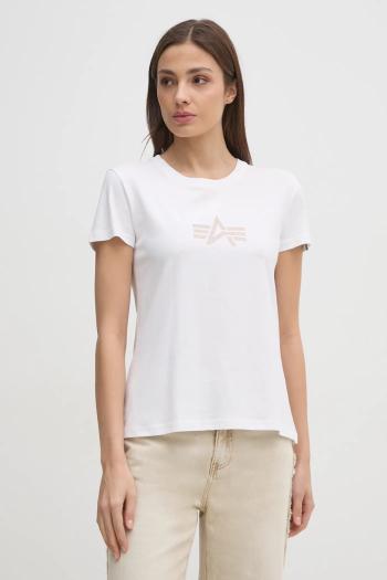 Bavlnené tričko Alpha Industries Crystal T Wmn dámske, biela farba, 136063