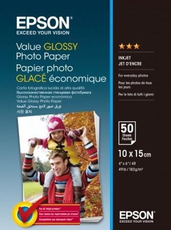 Epson Value Glossy Photo Paper, bílý lesklý foto papír, 10x15cm, 183 g/m2, 50 ks, C13S400038