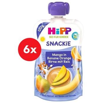 HiPP BIO Snackie Hruška-Pomaranč-Mango-Banán-Ryža 6× 120 g (4062300325234)