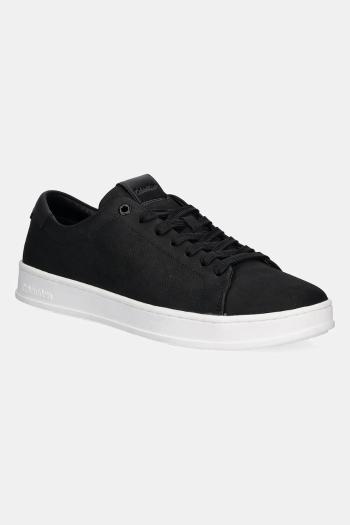 Kožené tenisky Calvin Klein LOW TOP LACE UP NU čierna farba, HM0HM01758