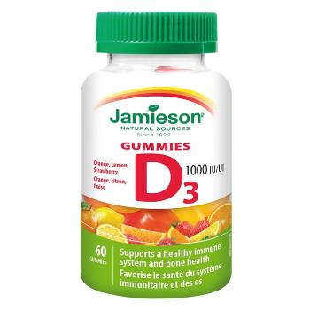 JAMIESON Vitamín D3 1000IU Gummies 60 želatínových pastiliek