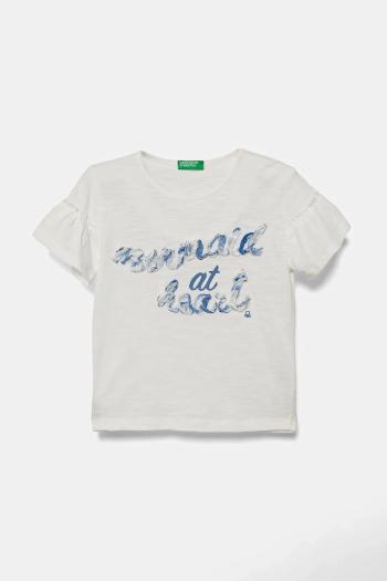 Detské bavlnené tričko United Colors of Benetton biela farba, 38V4G10JI