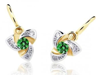Cutie Jewellery Zlaté detské náušnice C2203-10-X-1 zelená