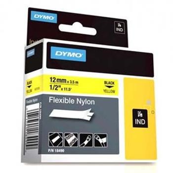 Dymo Rhino 18490, S0718080, 12mm x 3,5m čierna tlač / žltý podklad, originálna páska