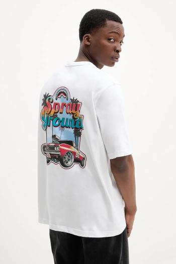Bavlnené tričko Sprayground pánske, biela farba, s potlačou, SP716WHT