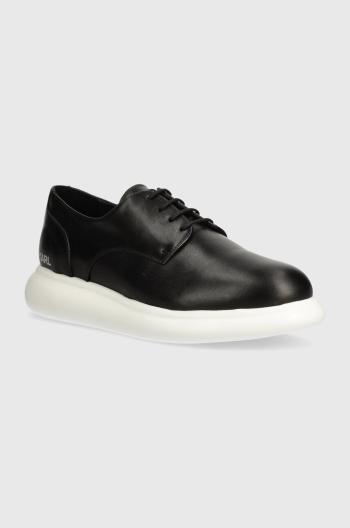 Kožené poltopánky Karl Lagerfeld GRANBY pánske, čierna farba, KL22330
