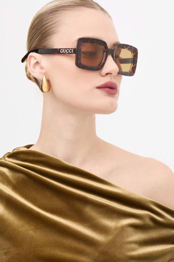Slnečné okuliare Gucci dámske, hnedá farba, GG1718S
