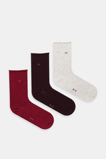 Ponožky Calvin Klein 3-pak bordová farba, 701234368