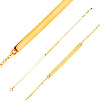 Náramok zo žltého 14K zlata - lesklý úzky pás, retiazka z oválnych očiek, 185 mm