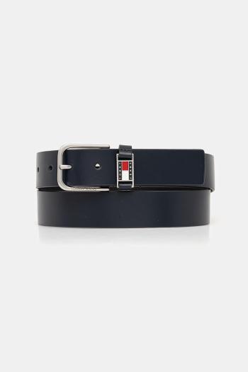 Kožený opasok Tommy Jeans tmavomodrá farba, AM0AM13414