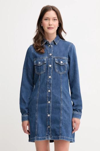 Rifľové šaty Pepe Jeans modrá farba, mini, rovný strih, PL95377284C1