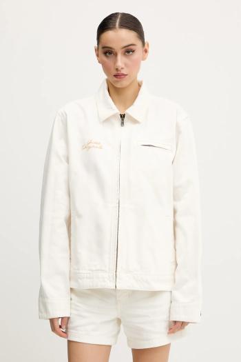 Bavlnená bunda Guess Originals béžová farba, prechodná, oversize, M5GG84 D5C2B