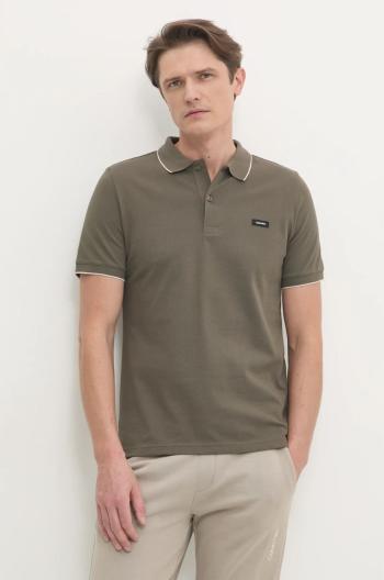 Polo tričko Calvin Klein pánske, zelená farba, jednofarebné, K10K112751