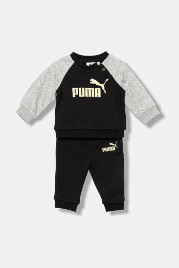 Detská tepláková súprava Puma MINICATS ESS Raglan Crew Set FL INF čierna farba, 686281