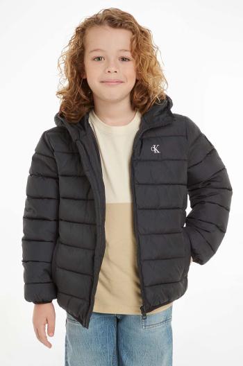 Detská bunda Calvin Klein Jeans čierna farba, IB0IB02174