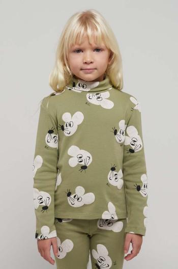 Detské tričko s dlhým rukávom Bobo Choses zelená farba, vzorovaný