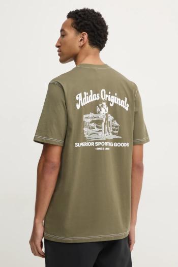 Bavlnené tričko adidas Originals Wabash pánske, zelená farba, s potlačou, JP4476