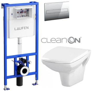 LAUFEN Rámový podomítkový modul CW1 SET s chromovým tlačítkem + WC CERSANIT CLEANON CARINA  + SEDÁTKO H8946600000001CR CA1