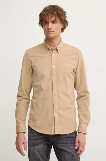 Menčestrová košeľa Pepe Jeans MILLER béžová farba, regular, s golierom button-down, PM308730