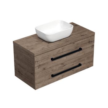 Kúpeľňová skrinka s čiernou úchytkou a krycí doskou SAT Cube Way 100x46x47,5 cm dub Wellington mat CUBE46C1003DWSAT45