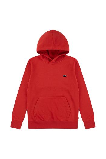 Detská mikina Levi's MINI BATWING PULL OVER HOO červená farba, s kapucňou, jednofarebná, 8EK422