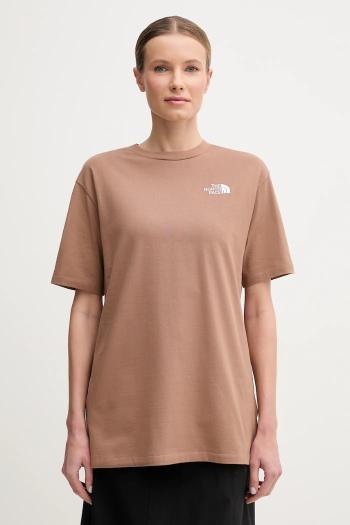 Bavlnené tričko The North Face Essential dámske, hnedá farba, NF0A87NQ6IH1